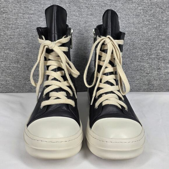 RICK OWENS DRKSHDW RAMONES BLACK LEATHER HIGH‑TOP SNEAKERS – SIZE 42 – SIDE ZIP main image 4